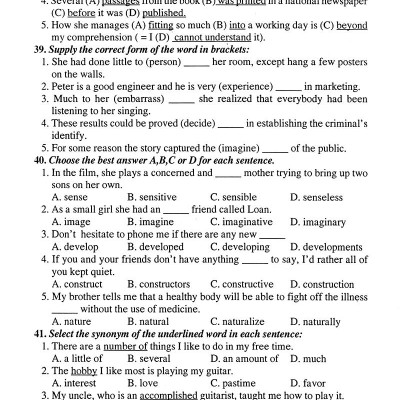 Ôn Tập Luyện Thi Trắc Nghiệm THPTQG 2019 - Môn Tiếng Anh