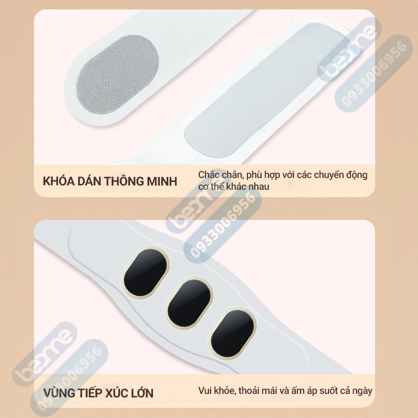 Máy Massage tan Mỡ Bụng Xung Điện EMS Beame BM-B48, Đai Massage Lưng Bụng Rung Nhiệt Giảm Đau Bụng Kinh