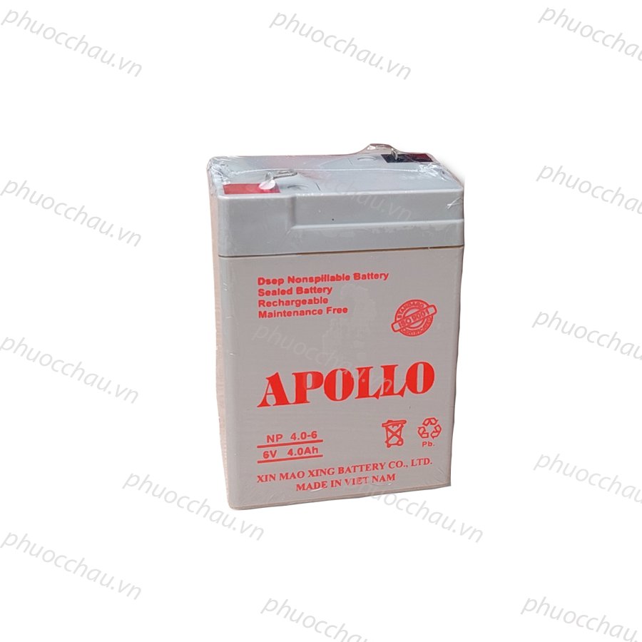 Ắc Quy Apollo NP4-6 6V-4AH, Bình ắc quy khô 6V cho xe điện trẻ em ,đèn khẩn cấp, quạt sạc