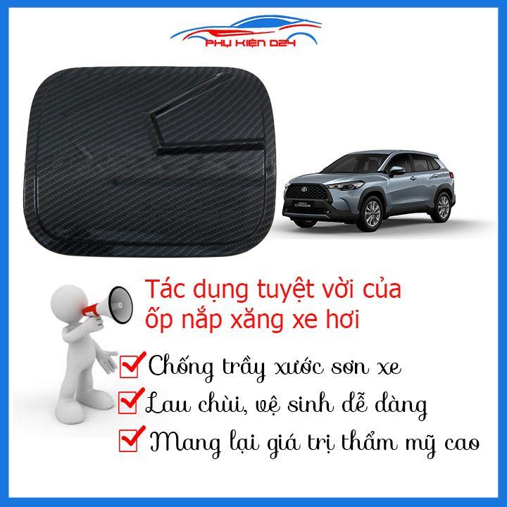 Ốp nắp bình xăng Corolla Cross 2020-2021 vân cacbon chống trầy trang trí ô tô