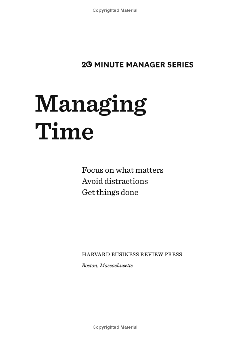 Harvard Business Review 20 Minute Manager Series Managing Time
