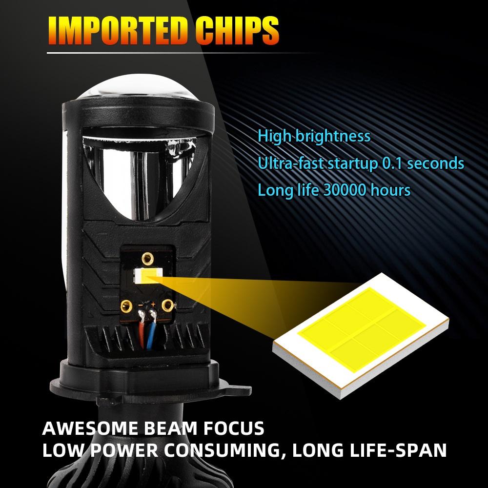 Bóng đèn led Bi cầu led Mini chân H4, H7, H11 Y10 Bản Nâng Cấp Hiệu Suất Cắt Sáng Chống Chói