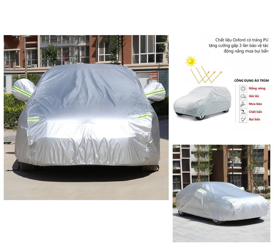 Bạt phủ ô tô tráng nhôm nano cao cấp - Bạt trùm xe hơi 3 lớp cách nhiệt chống nước tuyệt đối - Hàng chính hãng D Danido
