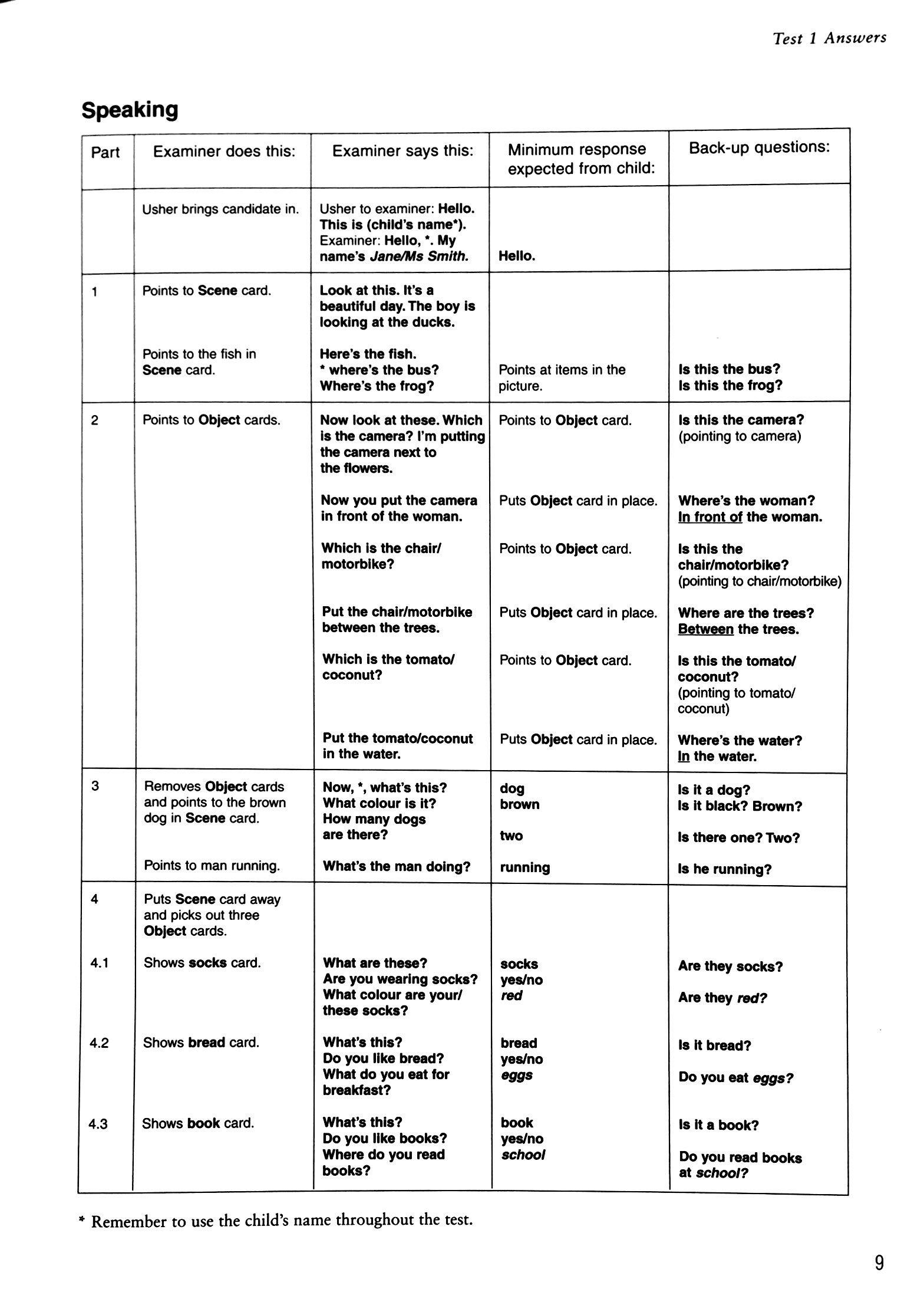 Cambridge Young Learners English Tests Starters 5 Answer Booklet
