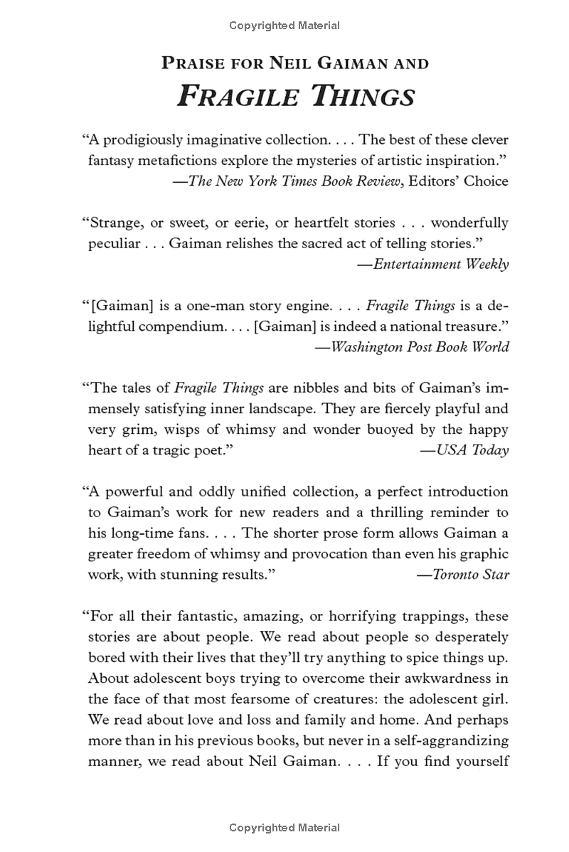Fragile Things: Short Fictions And Wonders