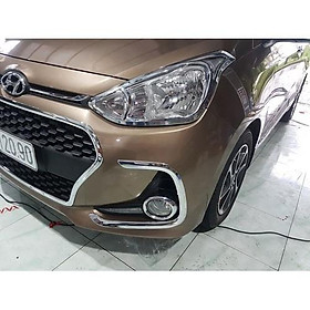Ốp viền đèn Pha Hậu dành cho i10 Hatback mạ Crom loại dày - trọn bộ
