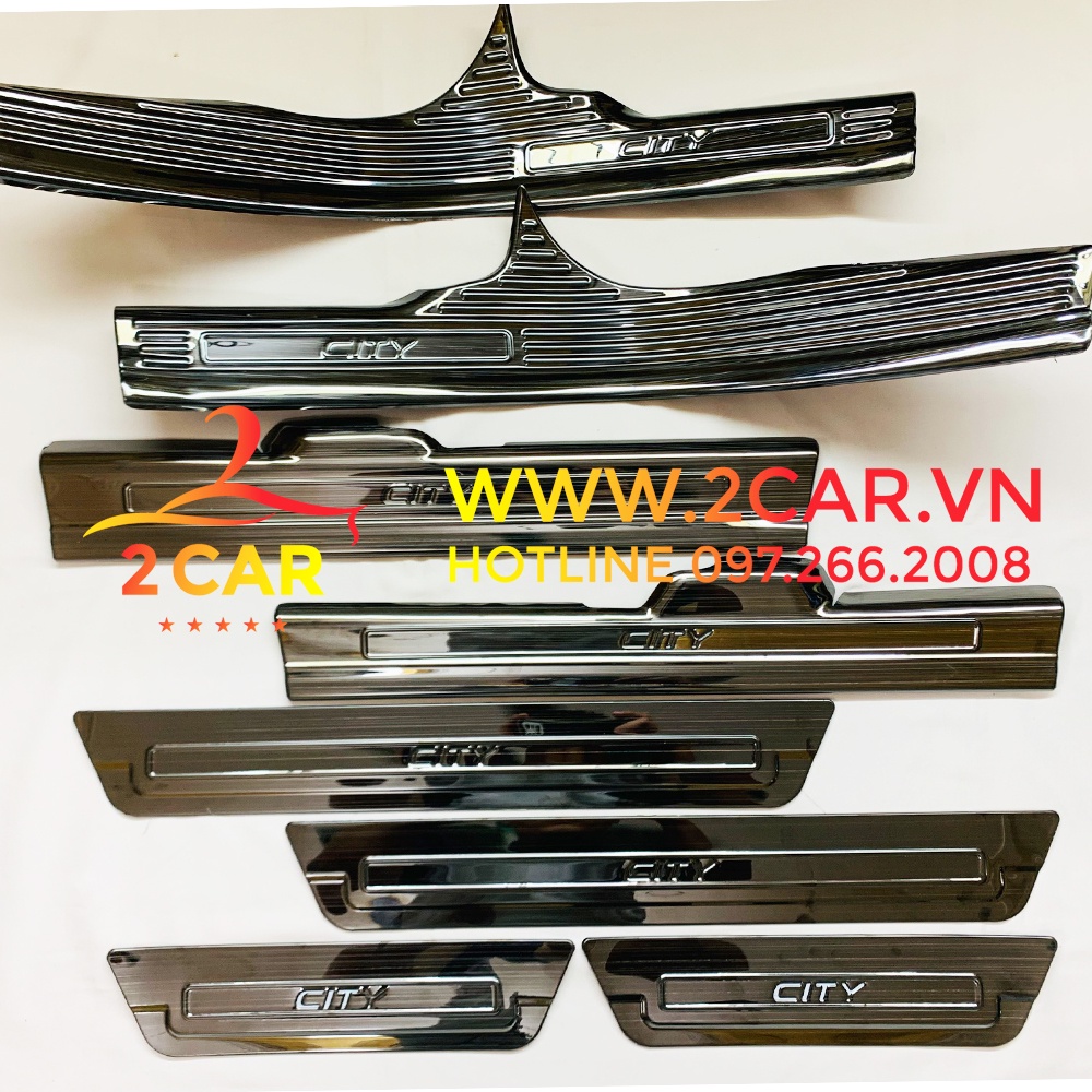Ốp bậc chân trong, ngoài xe Honda City 2015-2020, 2021-2022 chất liệu Titan cao cấp