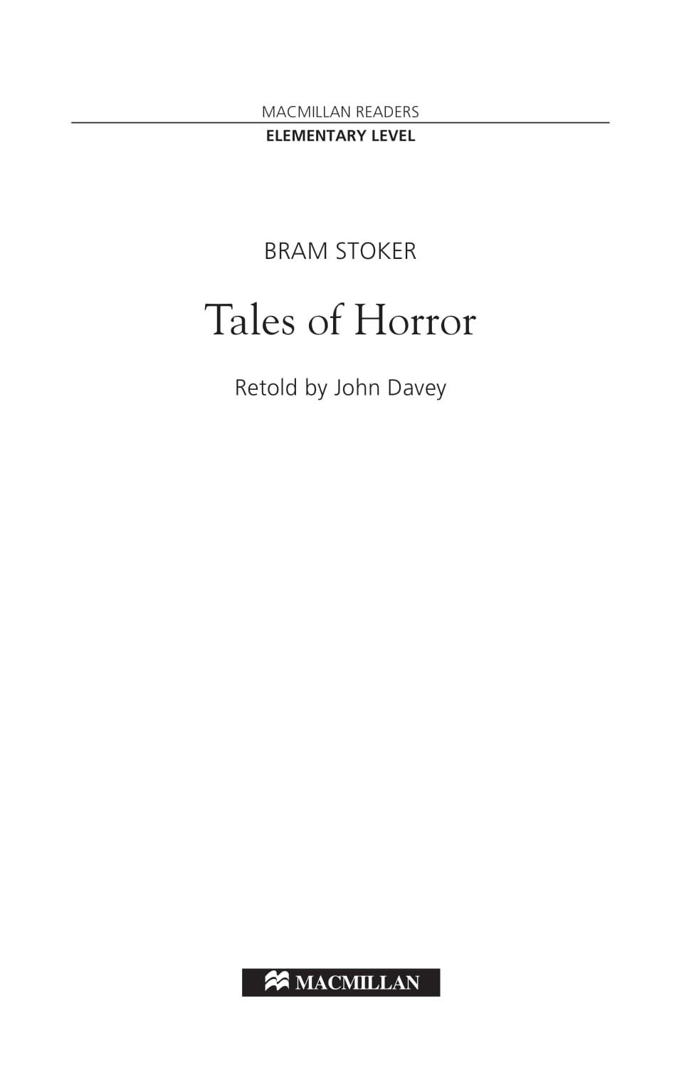 Tales of Horror: Elementary Level (Macmillan Readers)