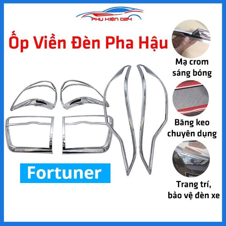 Ốp viền đèn pha hậu mạ crom Fortuner 2012-2016, 2017-2019, 2021-2022 chống trầy trang trí bảo vệ xe