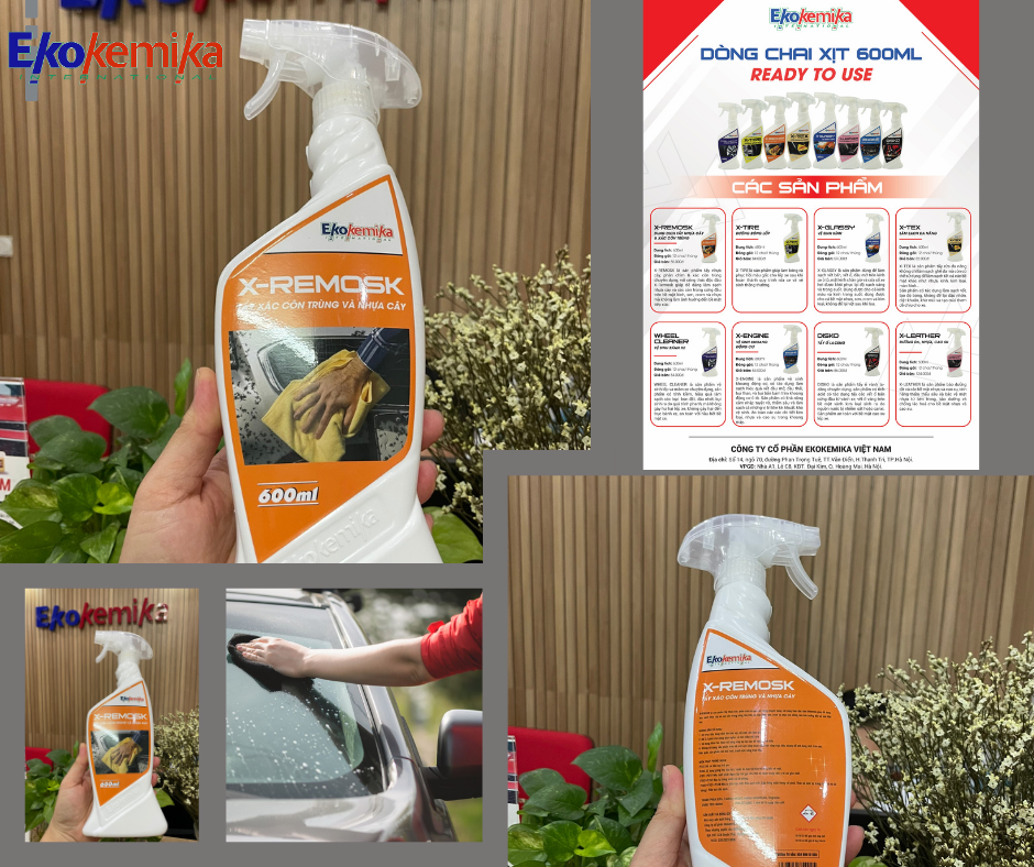 NƯỚC LÀM SẠCH NHỰA CÂY & XÁC CÔN TRÙNG BÁM TRÊN THÂN XE Ô TÔ X-REMOSK 600ML THƯƠNG HIỆU EKOKEMIKA