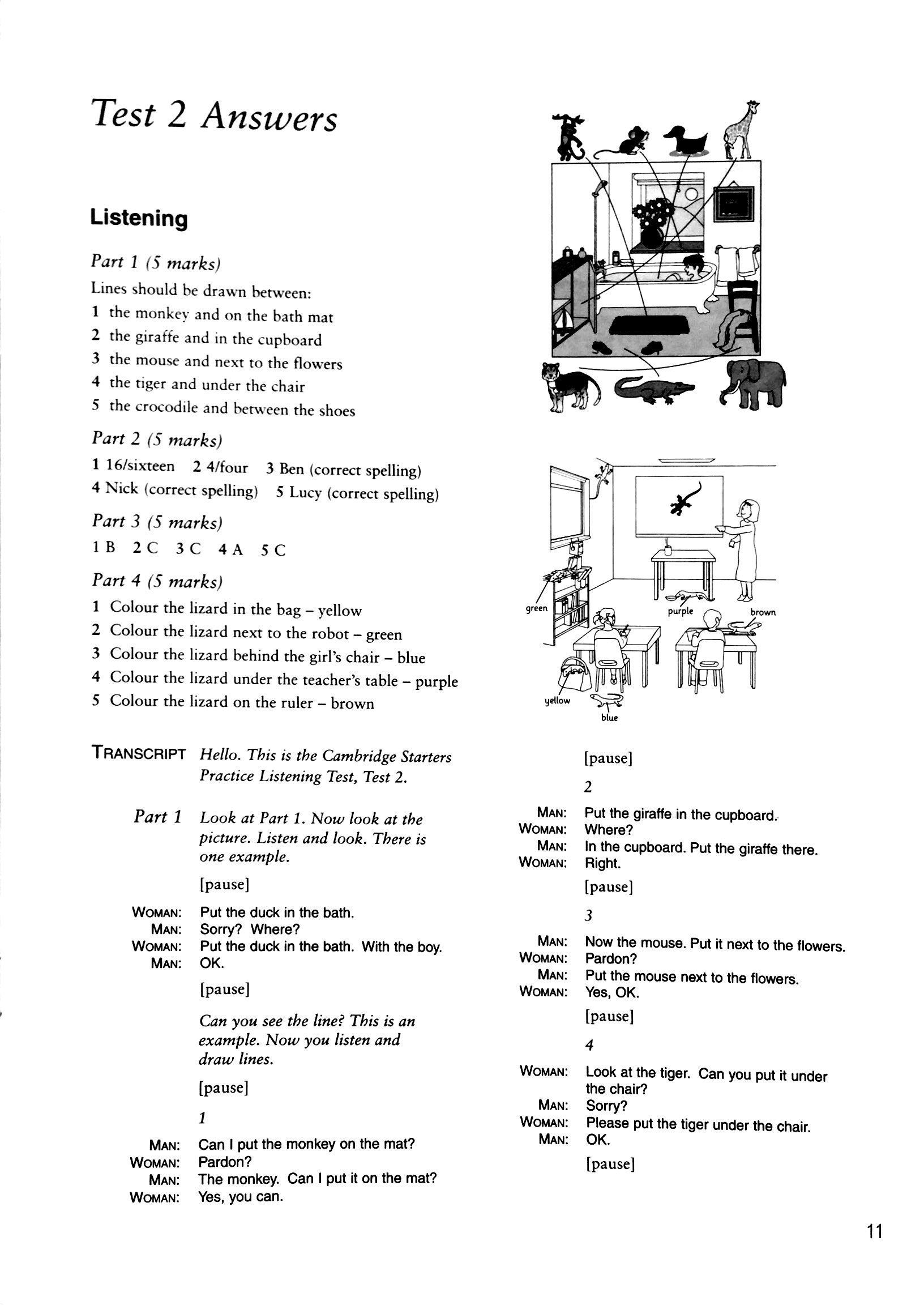 Cambridge Young Learners English Tests Starters 5 Answer Booklet