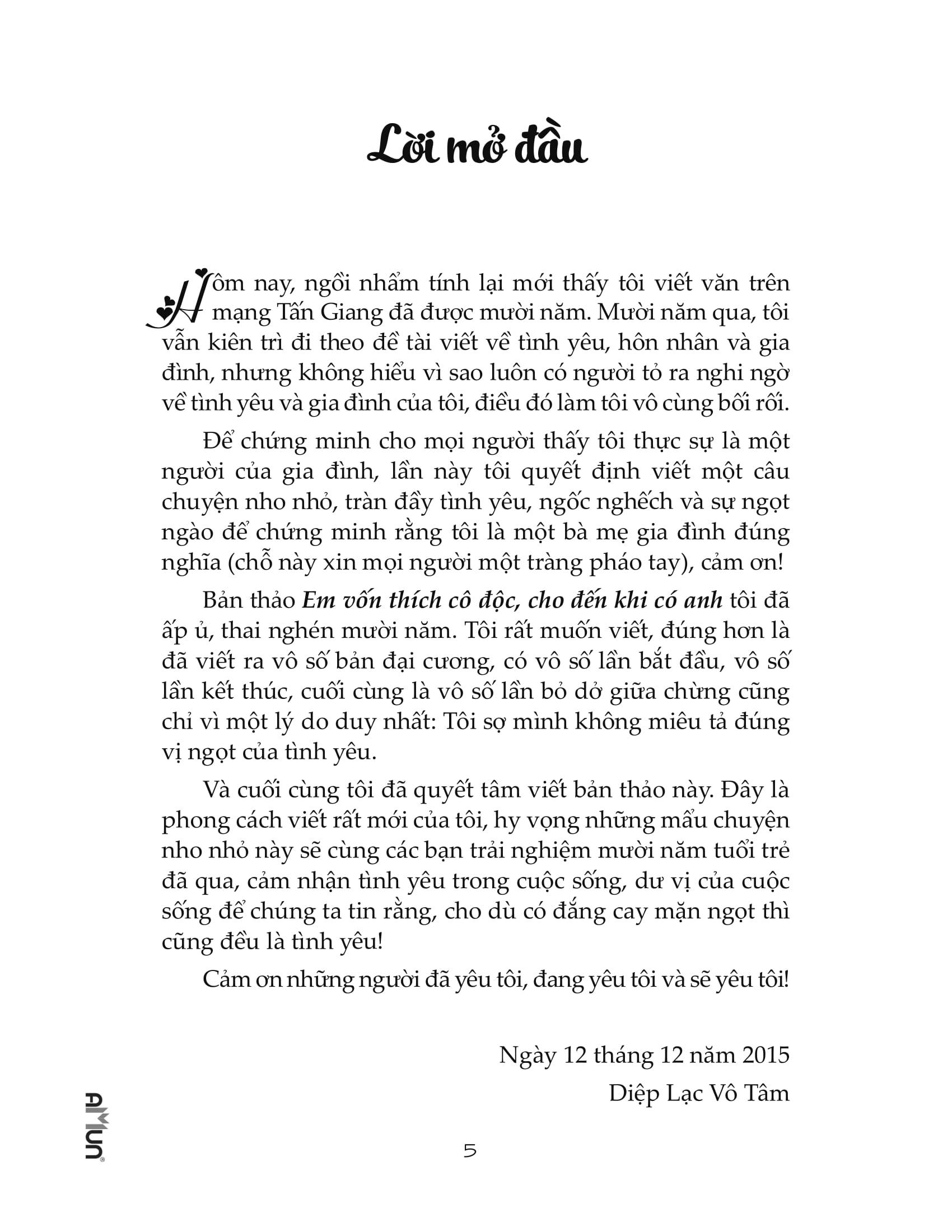 Em Vốn Thích Cô Độc, Cho Đến Khi Có Anh