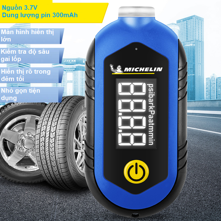 Đồng hồ đo áp suất lốp điện tử Michelin M2209, màn hình LCD 1 inch, đơn vị đo Psi, Kpa, Bar, At (Kg/cm2) - Hàng Chính Hãng