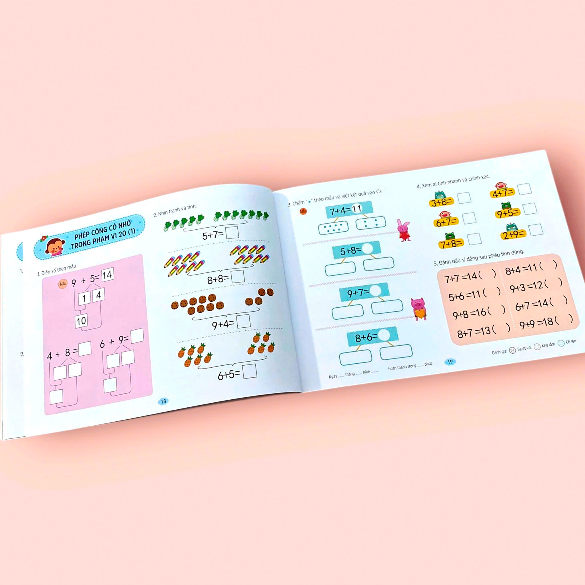 Sách cho bé - Toán Tiền Tiểu Học - Cộng Trừ Trong Phạm Vi 20 - Dành cho trẻ từ 4 tuổi