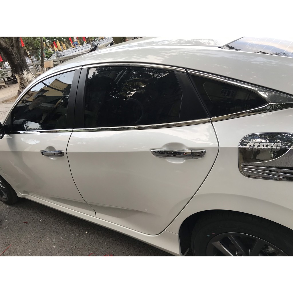 Nẹp viền chân kính, cong kính xe Honda Civic đời 2016 - 2021 Mẫu inox 304 cao cấp