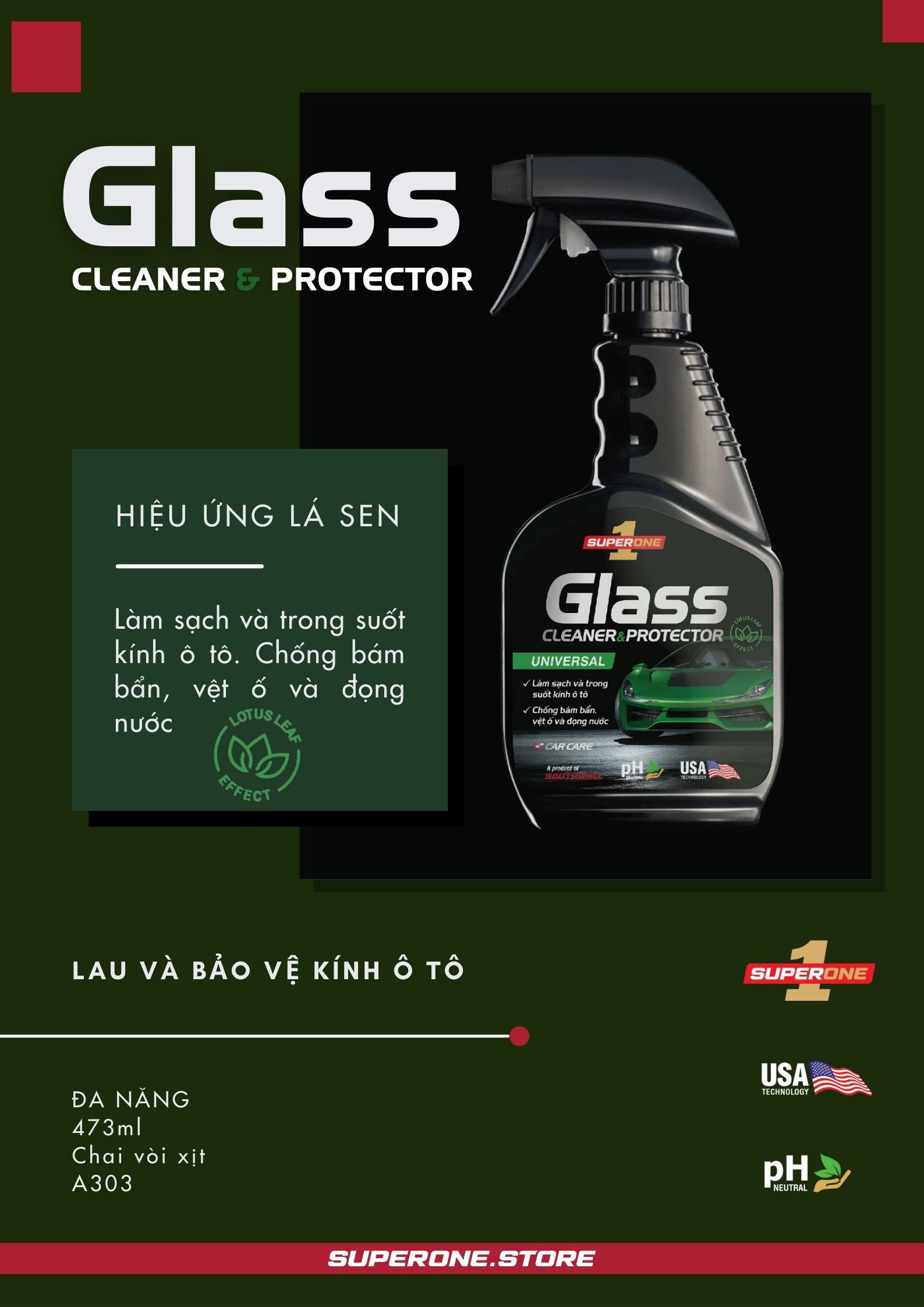 Nước Lau Và Bảo Vệ Kính SUPERONE Glass Cleaner And Protector – Universal SOUTHWALL A303