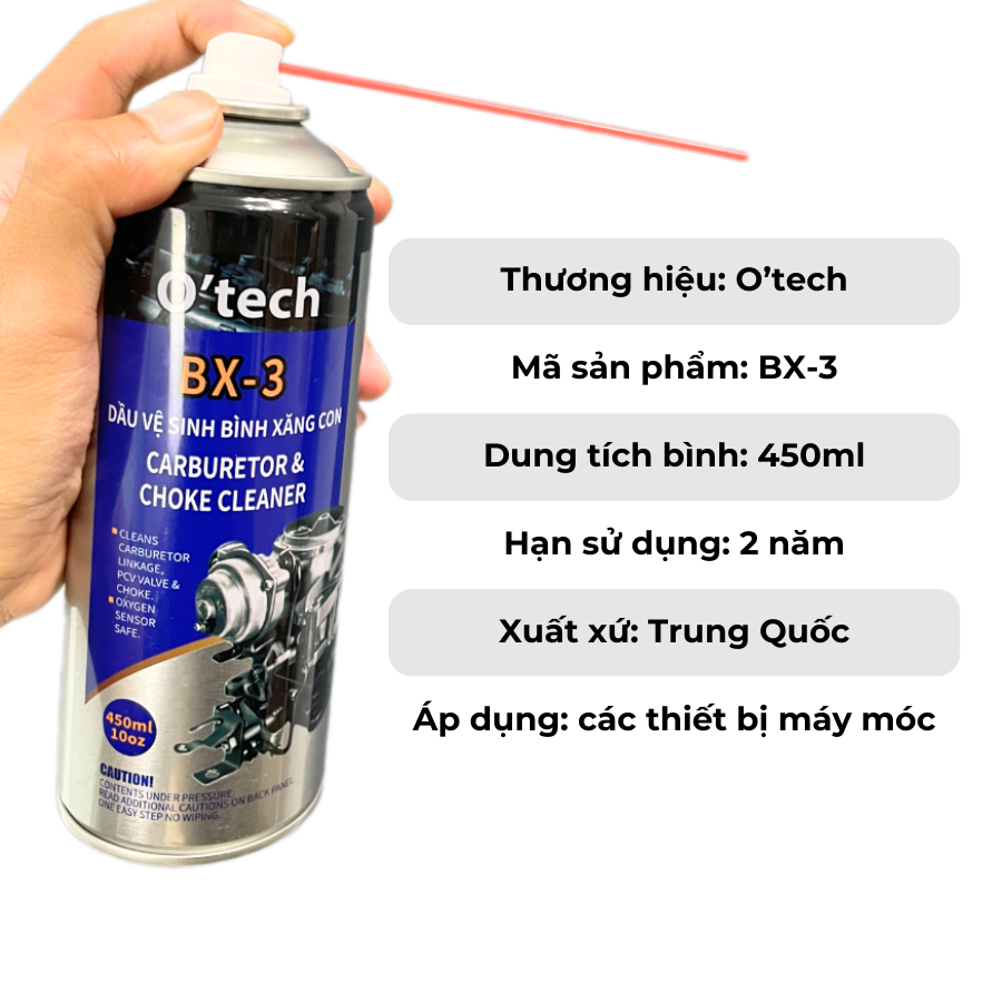 Xịt Tẩy Rửa Dầu Nhớt, Cặn Carbon, Vệ Sinh Bình Xăng Con BX3 Carburetor & Choke Cleaner - Hàng Chính Hãng