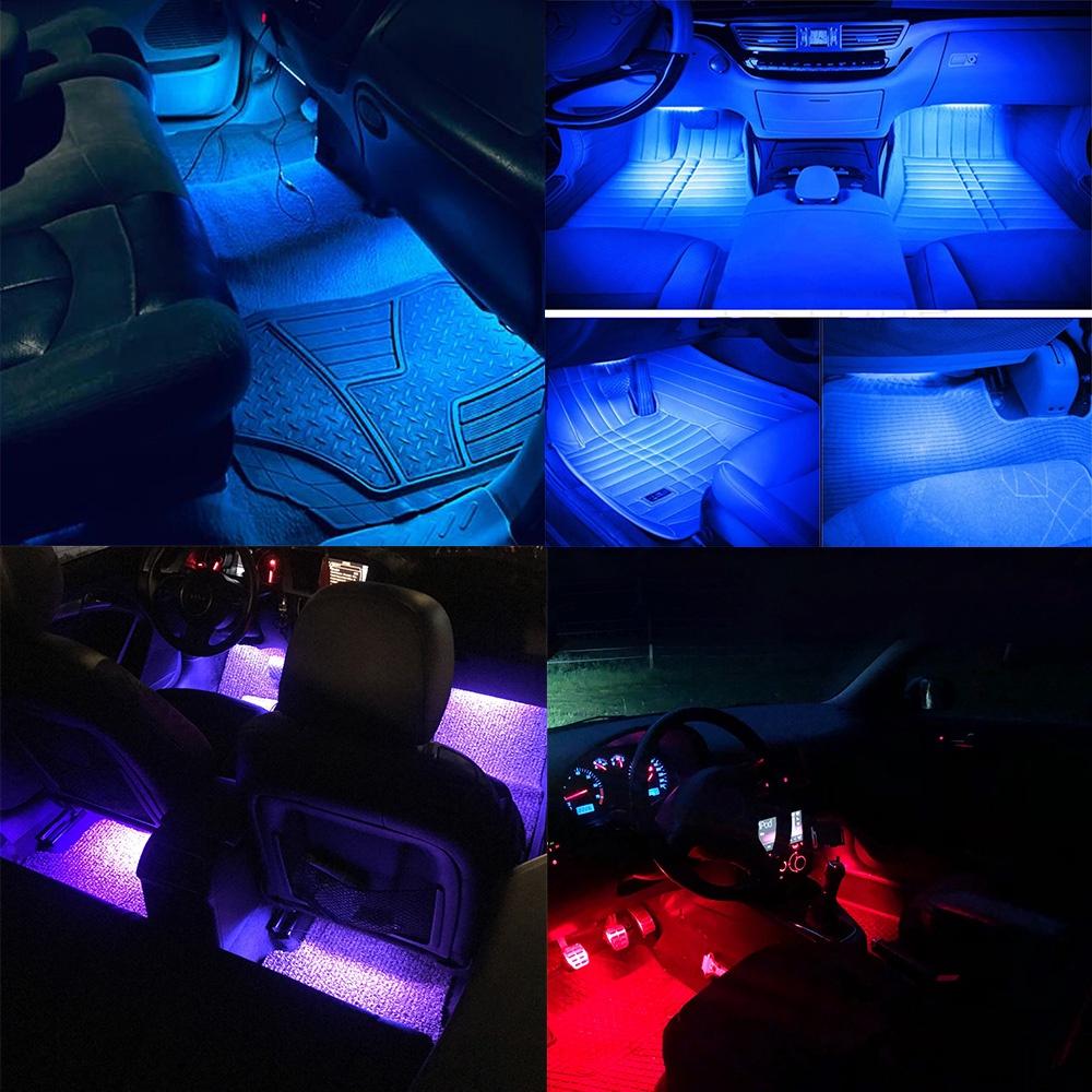 Bộ Đèn LED nội thất nhiều màu nguồn tẩu sạc gắn gầm xe có Điều Khiển App điện thoại tiếng việt bật theo nhạc, mờ đậm