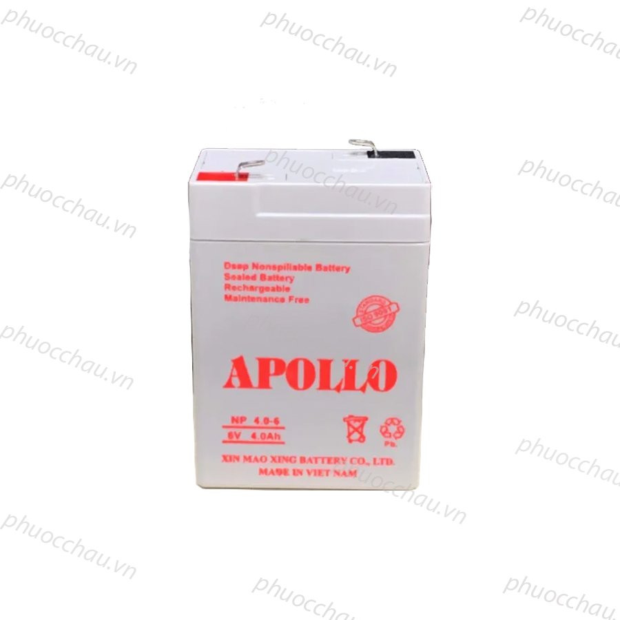 Ắc Quy Apollo NP4-6 6V-4AH, Bình ắc quy khô 6V cho xe điện trẻ em ,đèn khẩn cấp, quạt sạc