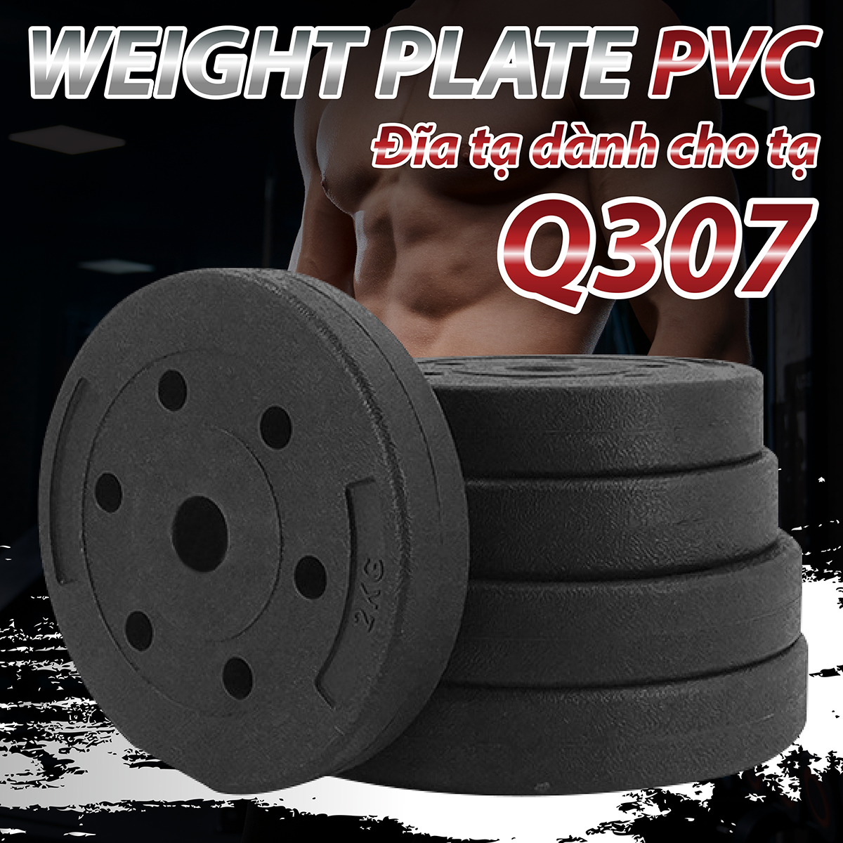 BG Bánh Tạ Nhựa 1.5kg Đặc Ruột - Tạ Miếng Nhựa - Sẵn Kho Giao Liền