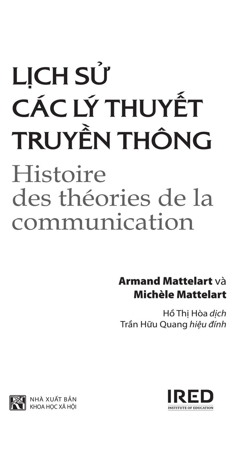 Lịch Sử Các Lý Thuyết Truyền Thông - Histoire Des Théories De La Communication