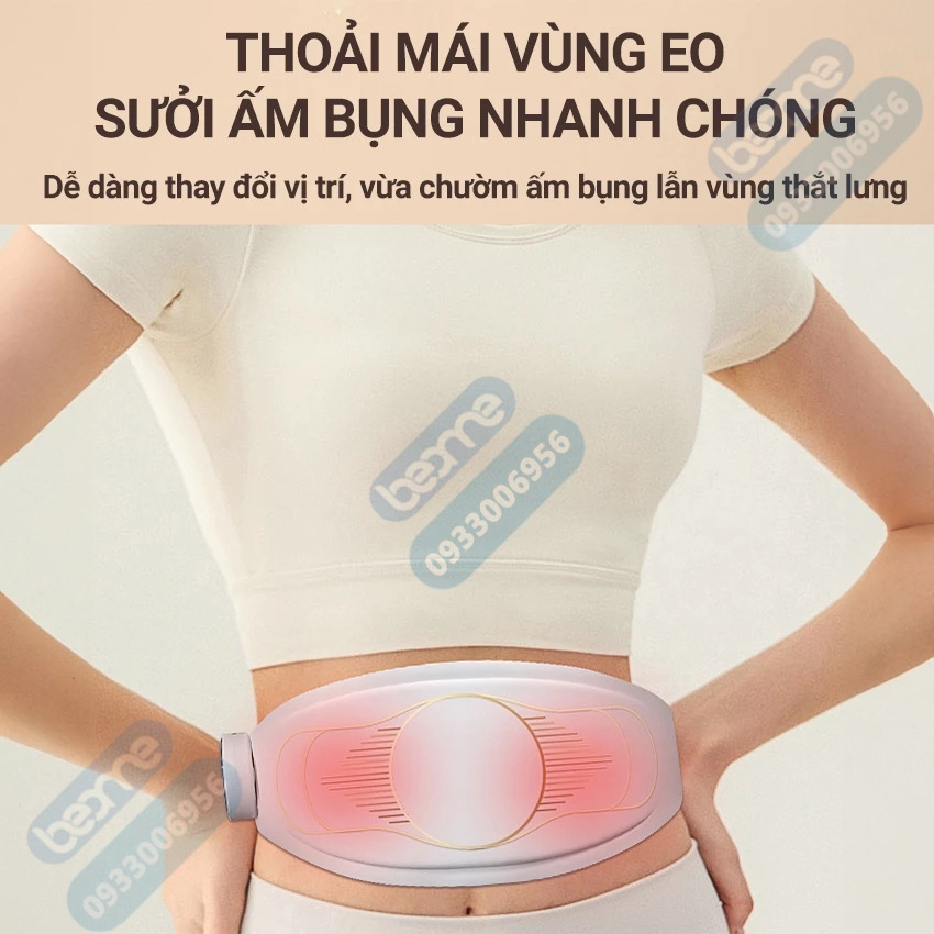 Máy Massage tan Mỡ Bụng Xung Điện EMS Beame BM-B48, Đai Massage Lưng Bụng Rung Nhiệt Giảm Đau Bụng Kinh