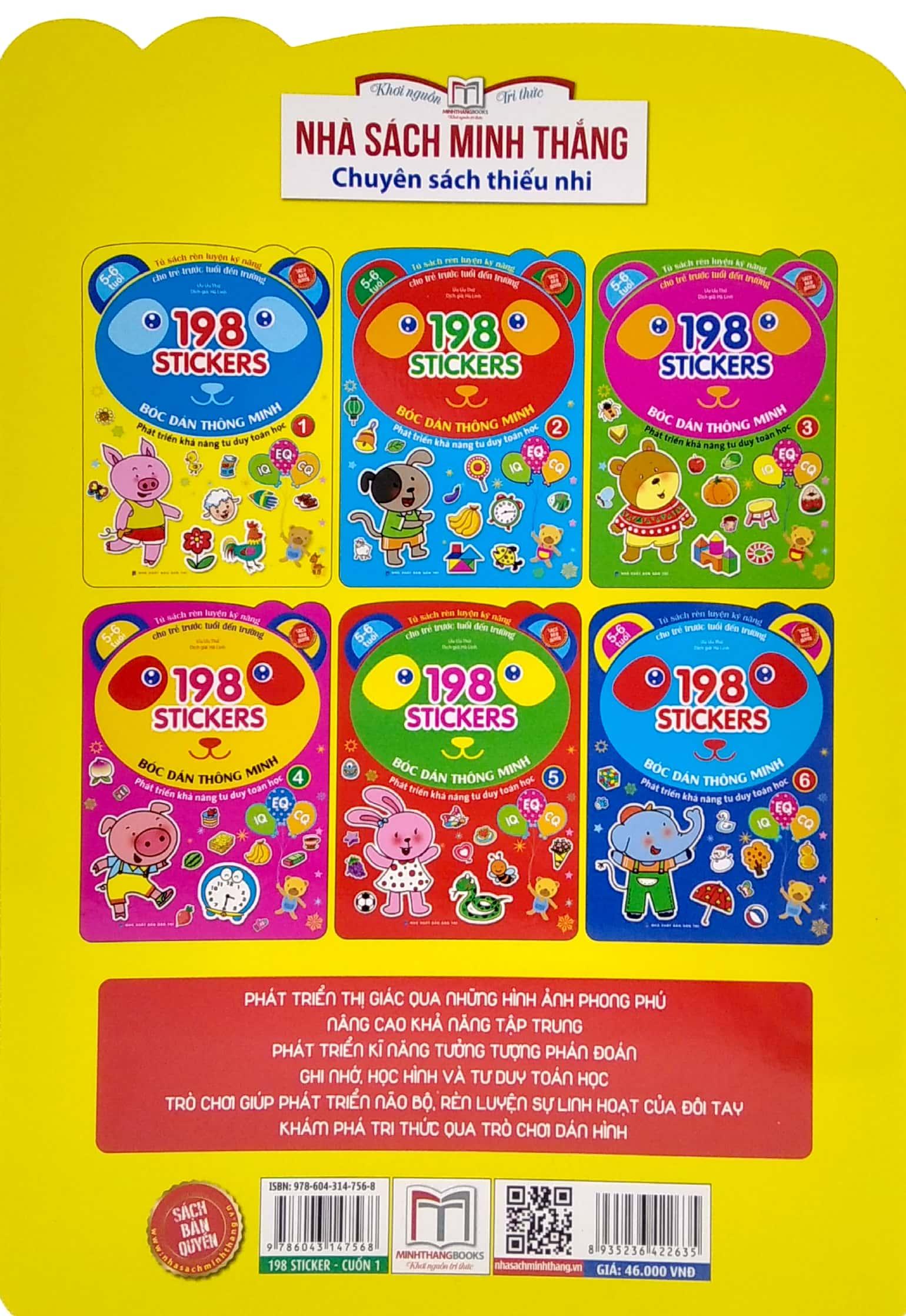 Bóc Dán Hình Thông Minh Phát Triển Khả Năng Tư Duy Toán Học IQ EQ CQ (5-6 Tuổi) - 198 Sticker (Quyển 1)