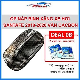 Ốp nắp bình xăng Santafe 2019-2020 vân cacbon chống trầy trang trí ô tô