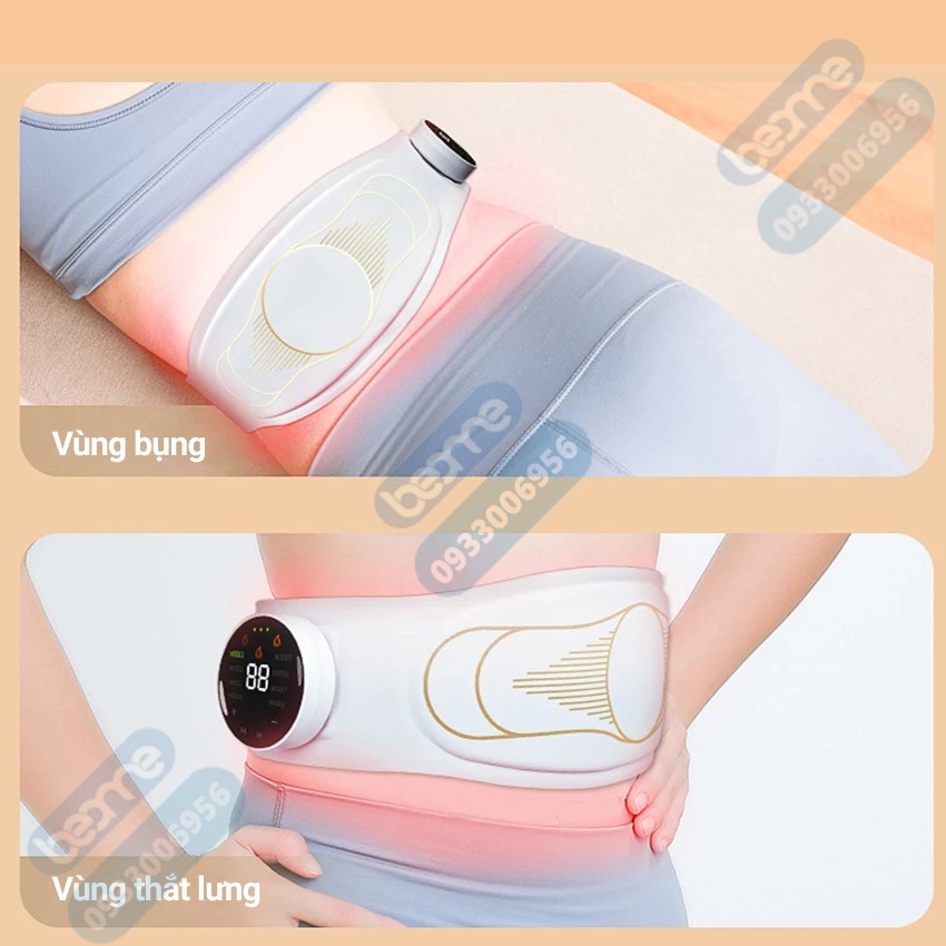 Máy Massage tan Mỡ Bụng Xung Điện EMS Beame BM-B48, Đai Massage Lưng Bụng Rung Nhiệt Giảm Đau Bụng Kinh