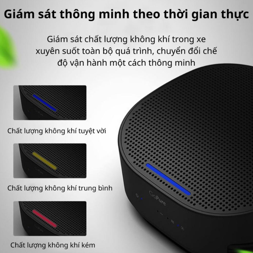 Máy khử mùi, lọc không khí trên xe ô tô Philips GP5301 - Cảm biến chất lượng không khí: 3 màu AQI - HÀNG NHẬP KHẨU