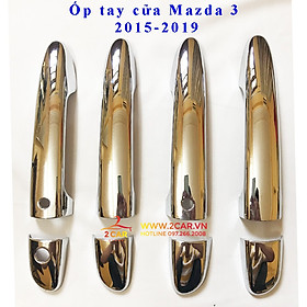 Ốp tay nắm, hõm cửa xe Mazda 3 2014 - 2022, 2023 mạ crom cao cấp