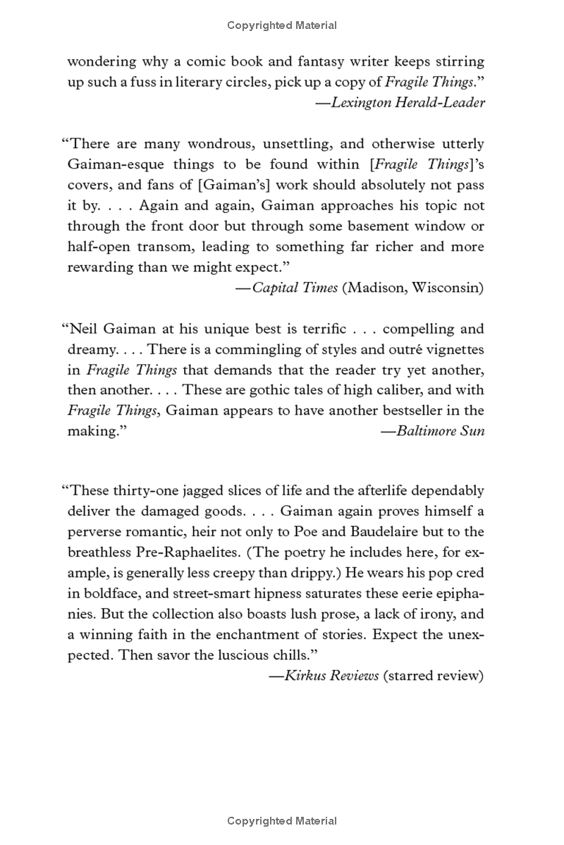 Fragile Things: Short Fictions And Wonders