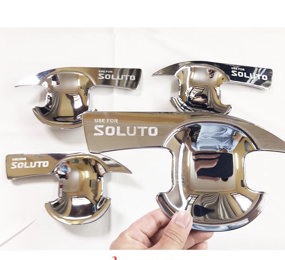 Bộ Ốp Tay Nắm, Hõm Cửa Xe KIA SOLUTO 2019-2020-2021 Mạ Crom 8 Chi Tiết, Tặng Kèm 3 M