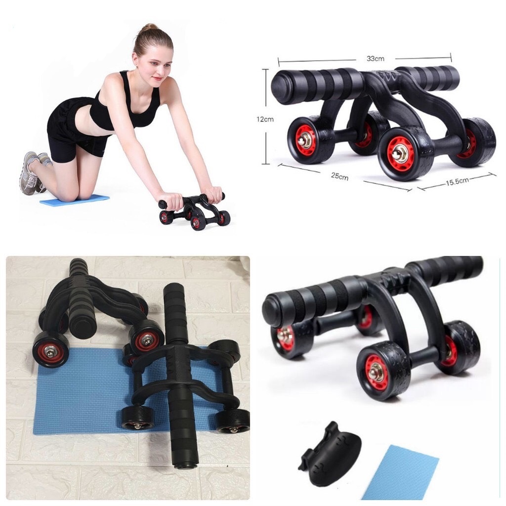 Con Lăn Tập Bụng 4 Bánh + Đệm Lót