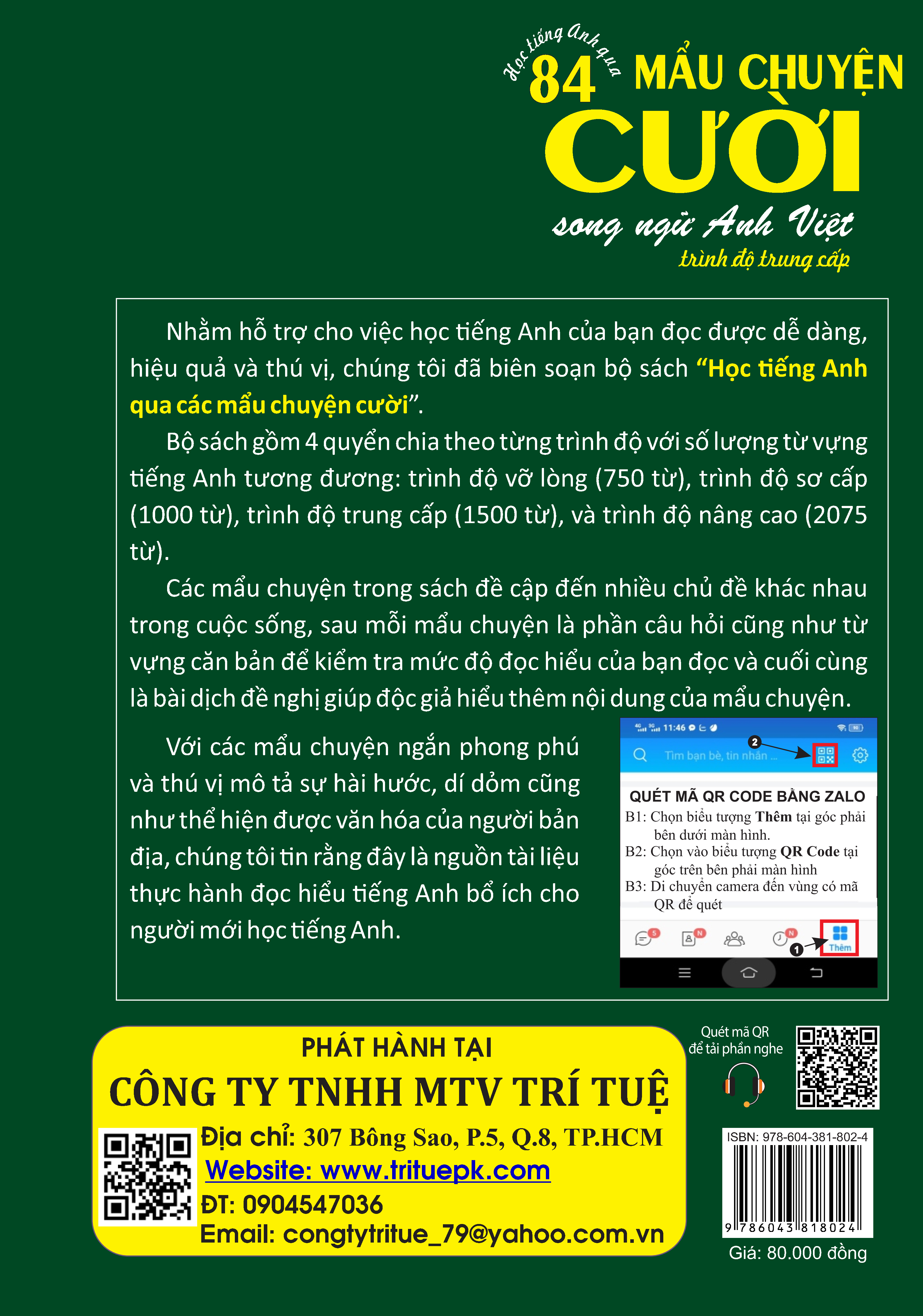 HỌC TIẾNG ANH QUA 84 MẨU CHUYỆN CƯỜI SONG NGỮ ANH – VIỆT ( Trình độ trung cấp)
