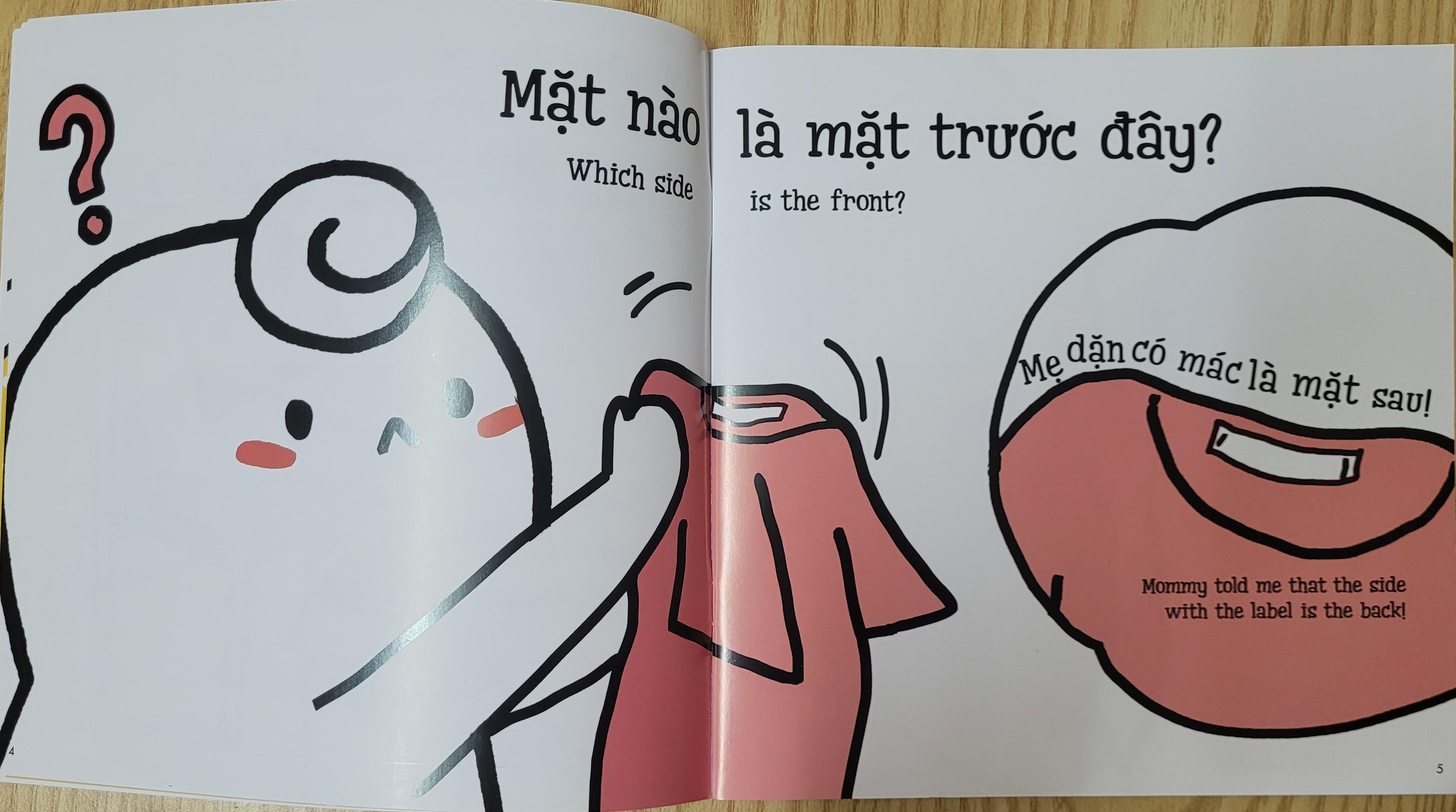 Sách Ehon Miu Miu Tự Lập Phần 1 Song Ngữ - Mặc Quần Áo