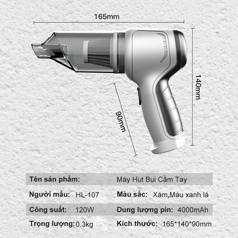 Máy Hút Bụi Ô Tô, Máy Hút Bụi Cầm Tay Không Dây Nhật Bản 6 Đầu Hút - Hàng Nhập Khẩu