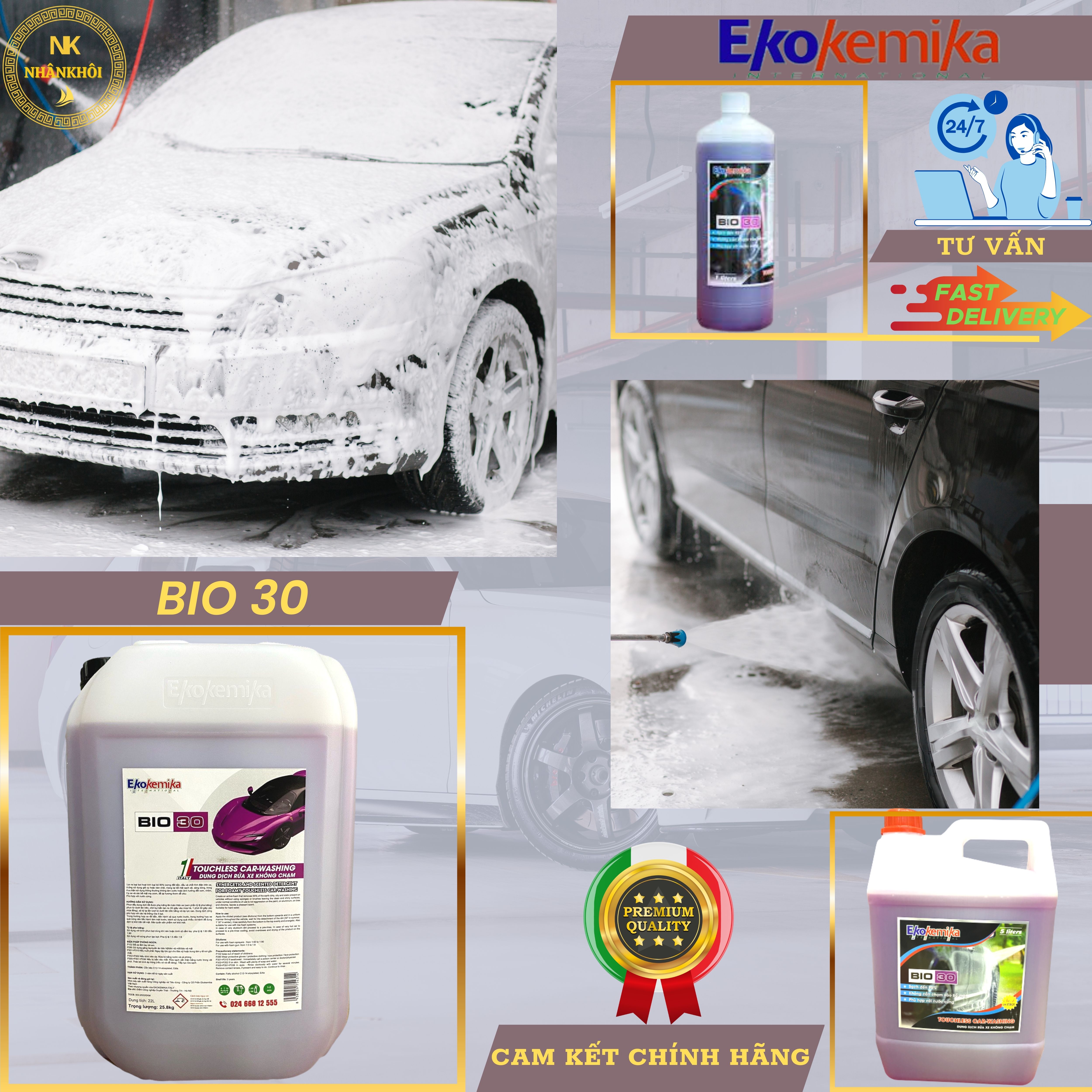 Bio 30 - 1 lít - Dung dịch rửa xe không chạm - Nước rửa xe bọt tuyết - Ekokemika