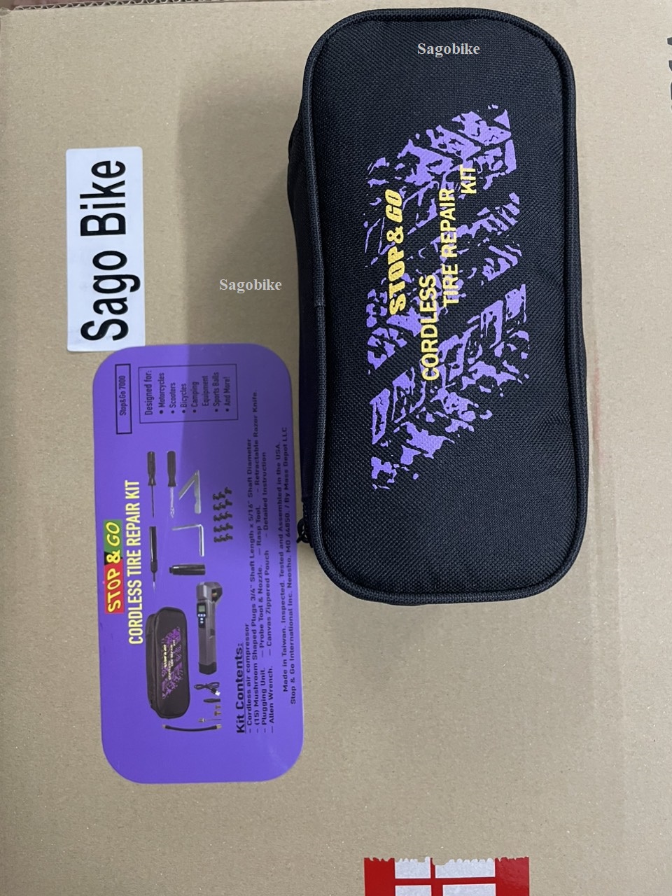 Bộ bơm vá xe Stop&Go 7000 (new) - Bộ bơm vá xe máy, ô tô, xe hơi Stop và go hàng chính hãng, nhập khẩu Mỹ