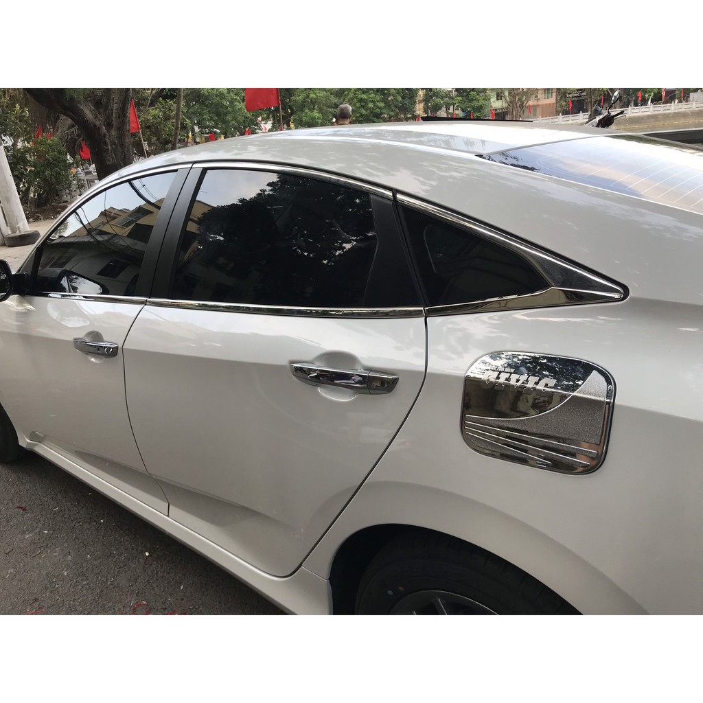 Nẹp viền chân kính, cong kính xe Honda Civic đời 2016 - 2021 Mẫu inox 304 cao cấp