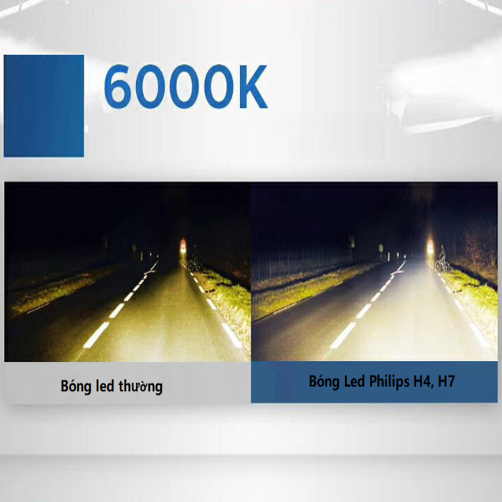 Bóng đèn pha ô tô, xe hơi nhãn hiệu Philips điện áp 12V, nhiệt độ màu 6000K công nghệ LED - Hàng nhập khẩu
