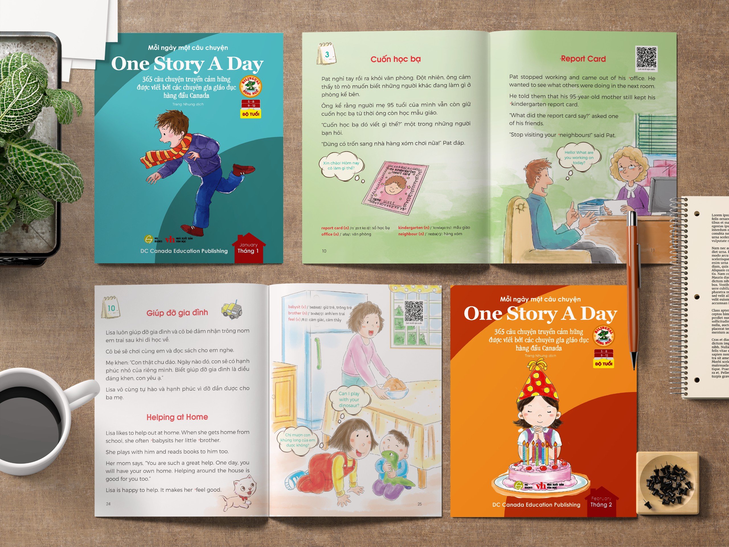 Sách - One Story A Day - CUỐN 5 : 365 câu chuyện phát triển IQ, EQ cho bé - Bản song ngữ tặng kèm file nghe