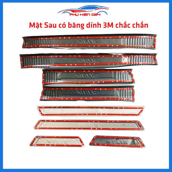 Bộ ốp bậc cửa trong ngoài nẹp bước chân Altis 2014-2015-2016-2017-2018-2019-2020-2021 vân Titan chống trầy trang trí xe
