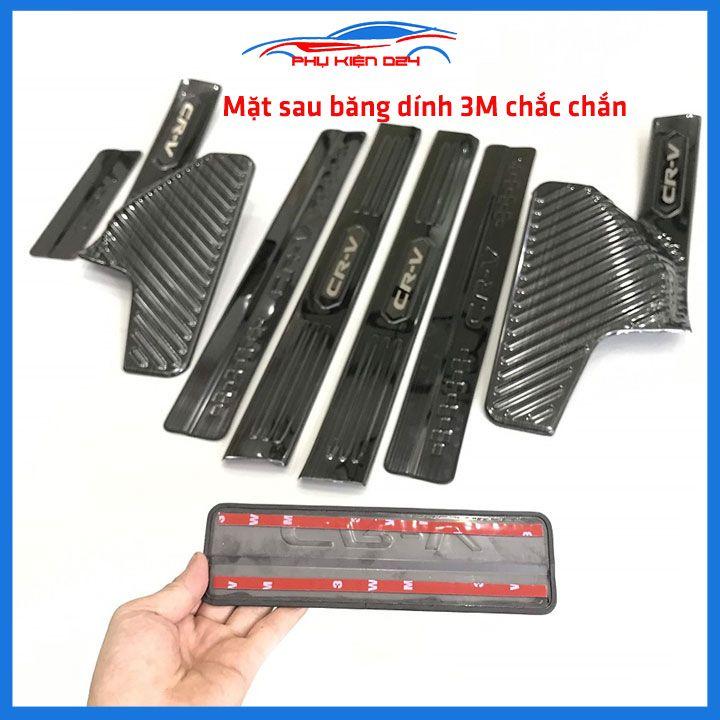 Bộ ốp bậc cửa trong ngoài nẹp bước chân CRV 2018-2019-2020-2021 vân Titan chống trầy trang trí xe