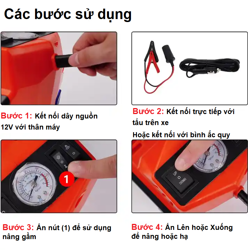 Bộ nâng kích gầm điện kiêm máy bơm lốp và máy siết ốc ô tô đa năng 3 trong 1 ROGTZ TY-003 - Hàng Nhập Khẩu
