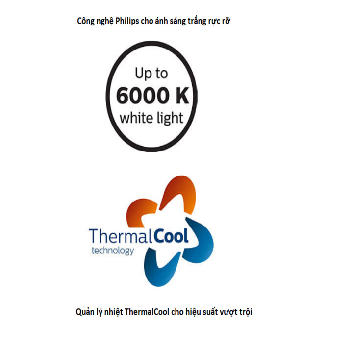 Bóng đèn pha ô tô, xe hơi nhãn hiệu Philips điện áp 12V, nhiệt độ màu 6000K công nghệ LED - Hàng nhập khẩu