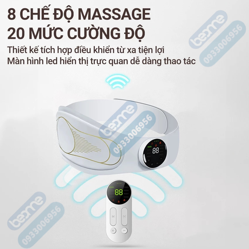 Máy Massage tan Mỡ Bụng Xung Điện EMS Beame BM-B48, Đai Massage Lưng Bụng Rung Nhiệt Giảm Đau Bụng Kinh