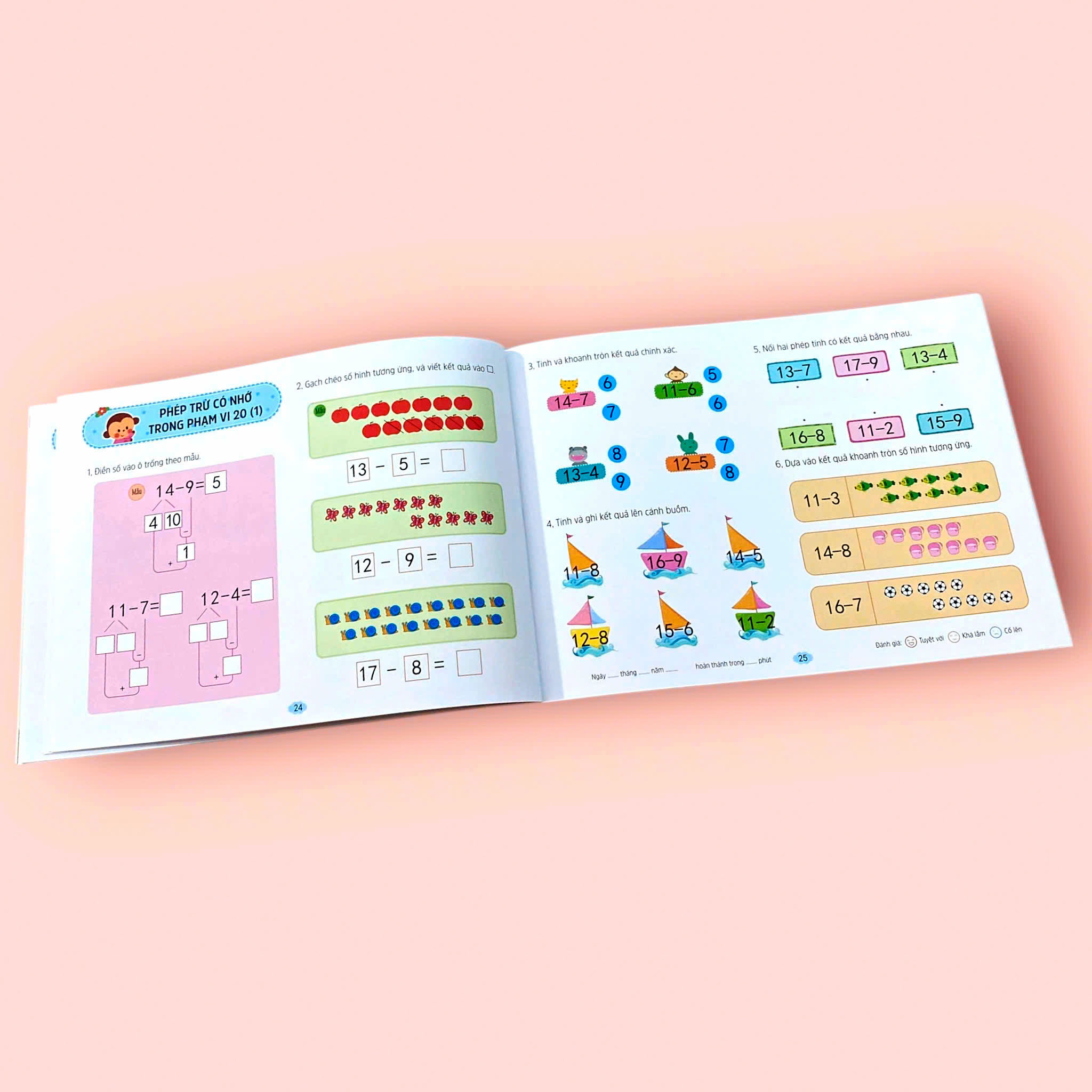 Sách cho bé - Toán Tiền Tiểu Học - Cộng Trừ Trong Phạm Vi 20 - Dành cho trẻ từ 4 tuổi