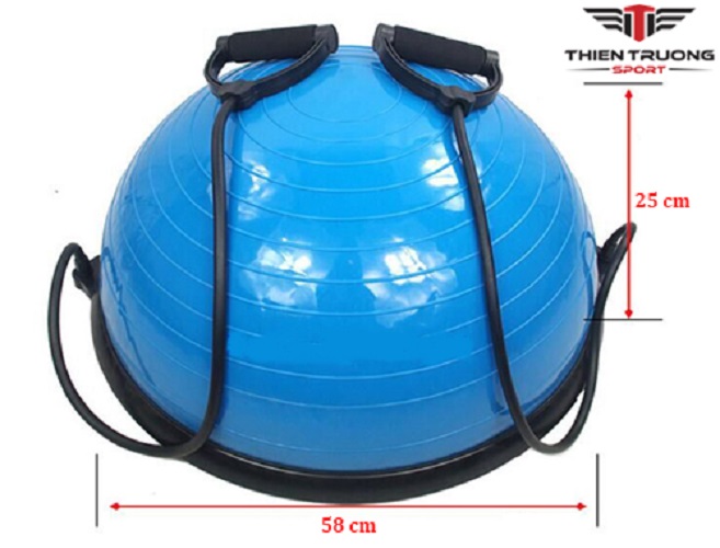 Bóng tập thăng bằng Bosu, bóng tập thể lực tích hợp thêm dây kéo thể lực đàn hồi hỗ trợ các bài tập gym, yoga an toàn