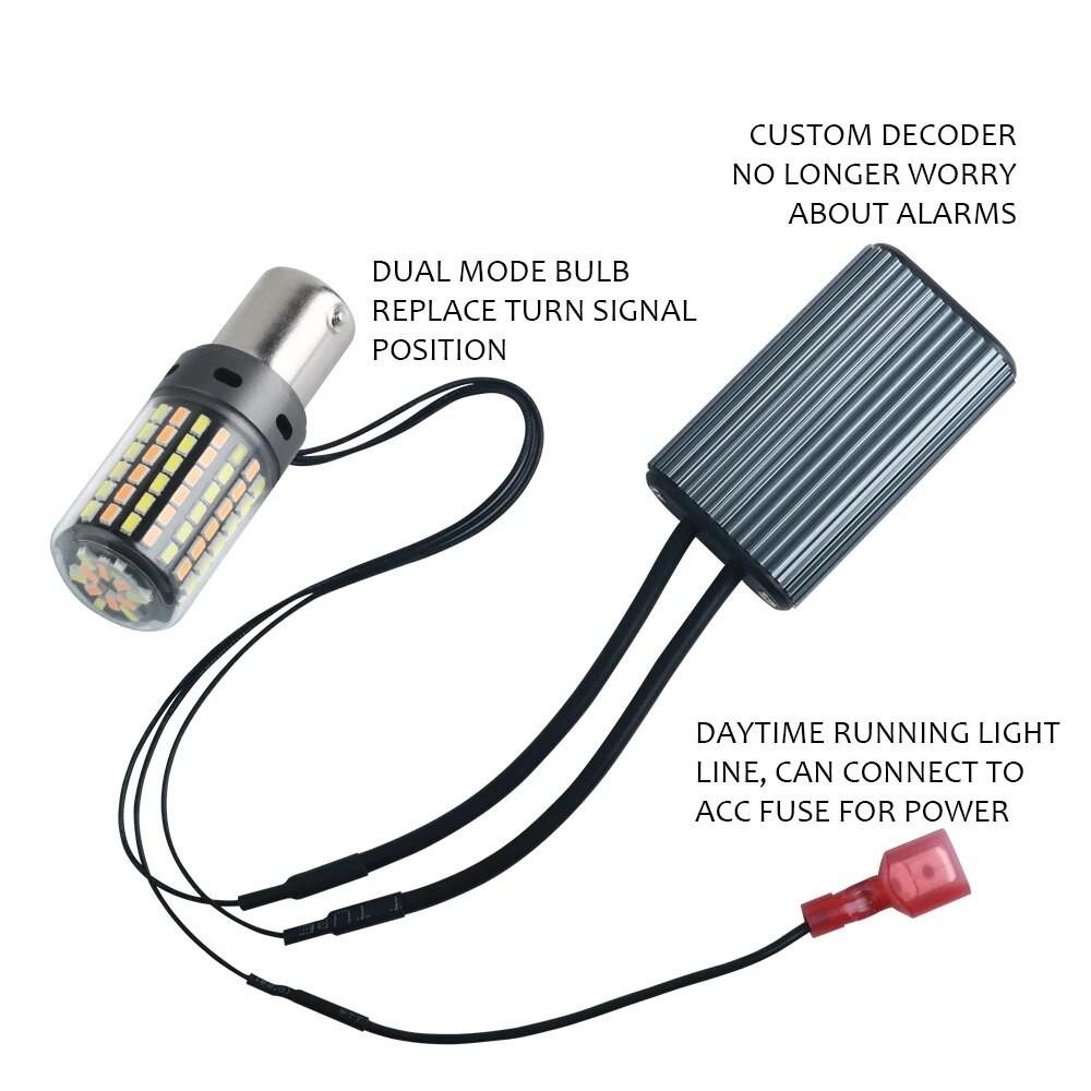 Hộp 2 Chiếc Xi Nhan CANBUS Không Lỗi 1156 P21W BA15S PY21W BAU15S 7440 W21W T20 3014 120SMD Xe DRL Nhan 2 Màu 2 Trong 1